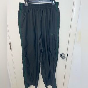 Nike Dri Fit Sweatpants Leg Zip black green Sz XL nylon workout track mens